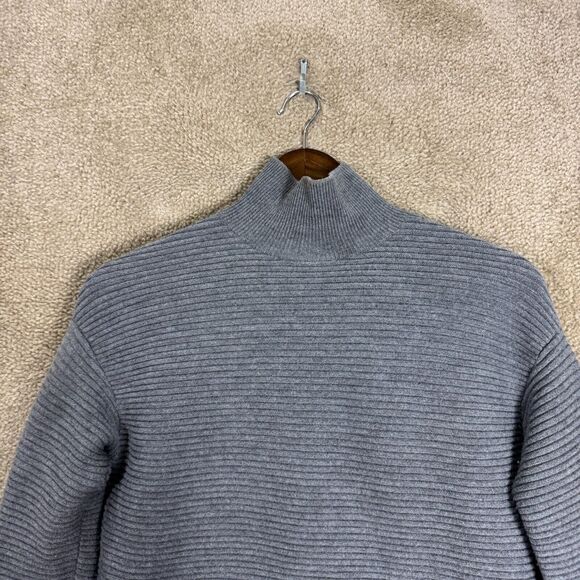 Theory Sweater Womens Smalll S Noble Gray Ribbed Mock Neck Wool Blend Pullover - Picture 3 of 10